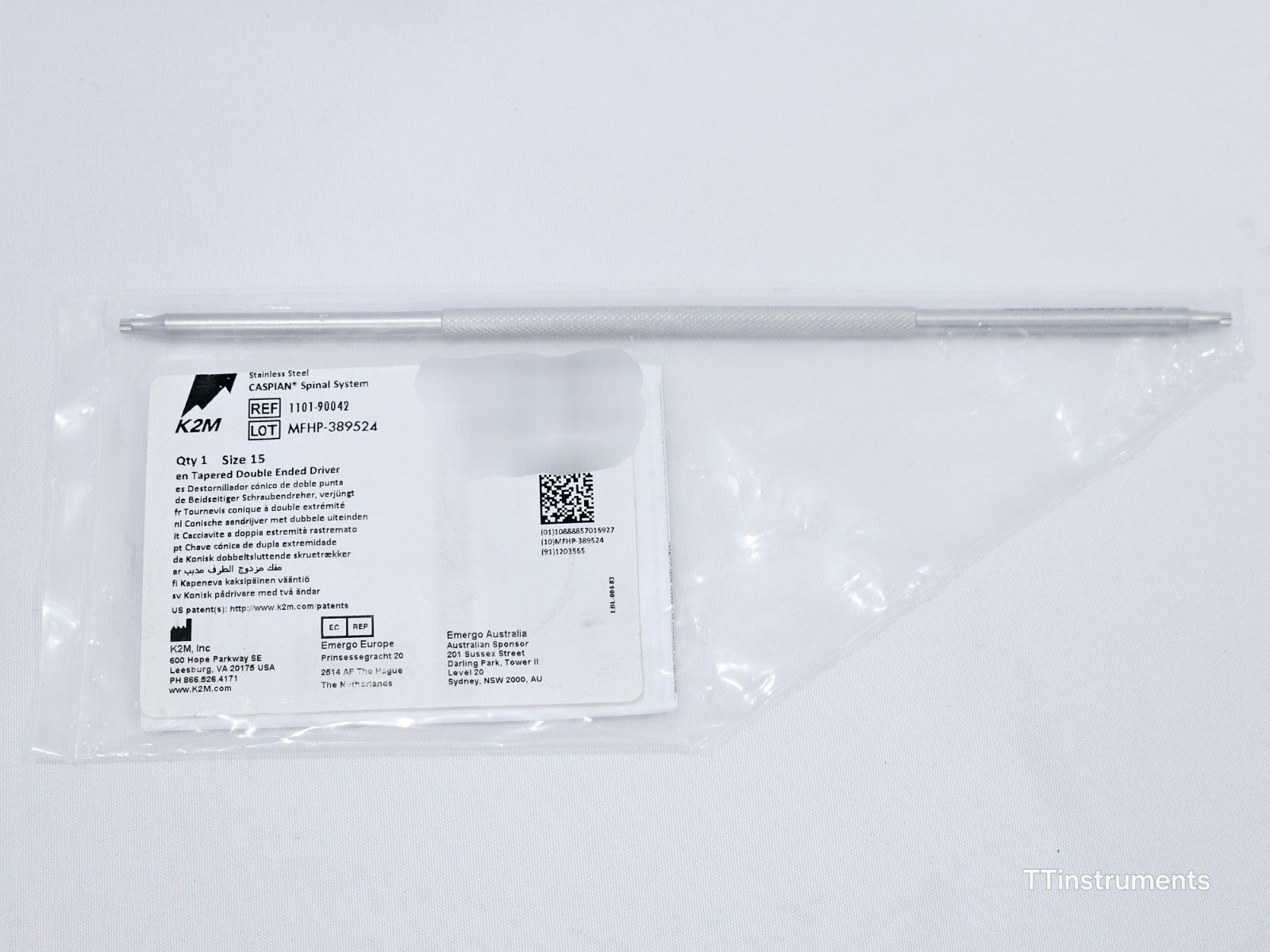 K2M Stryker 1101-90042 CASPIAN Spinal System Tapered Double Ended Driver Size 15