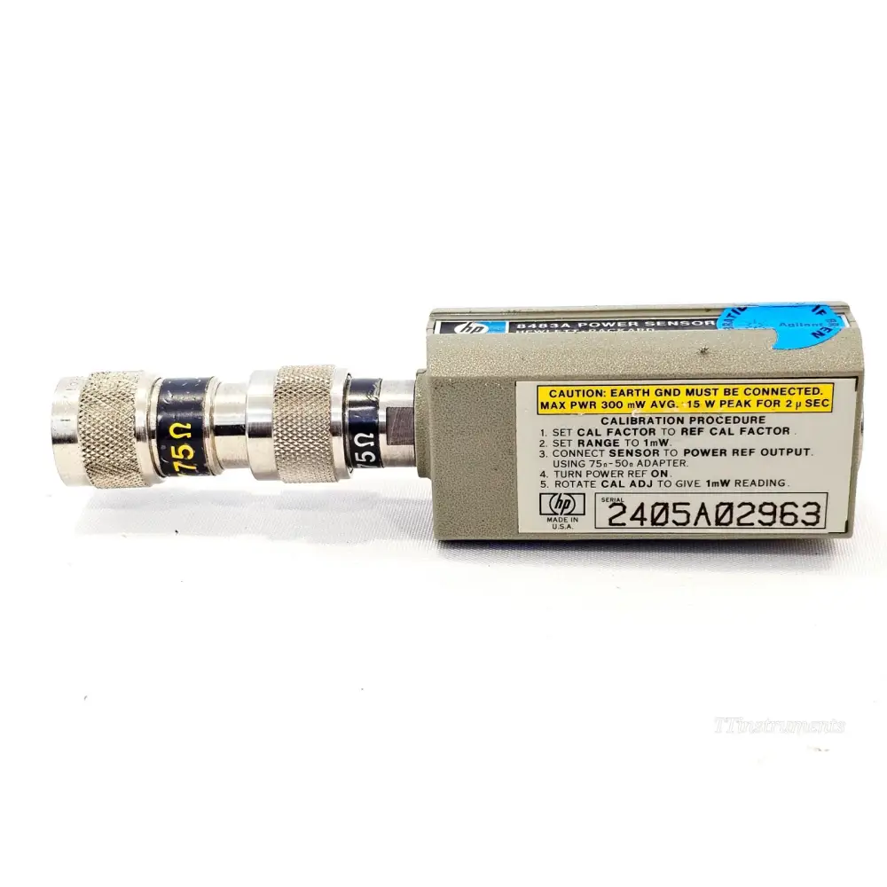 Keysight Agilent 8483A 75-ohm RF power sensor front view showing Type-N connector