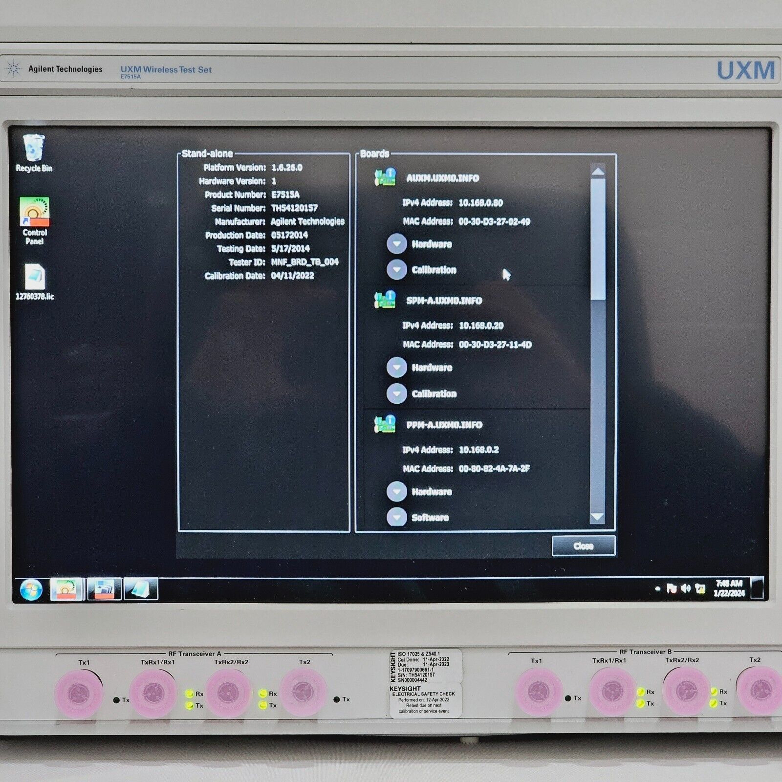 Keysight Agilent E7515A UXM Wireless Test Set w/ 504 506 C01 D01 300 MHz - 6 GHz