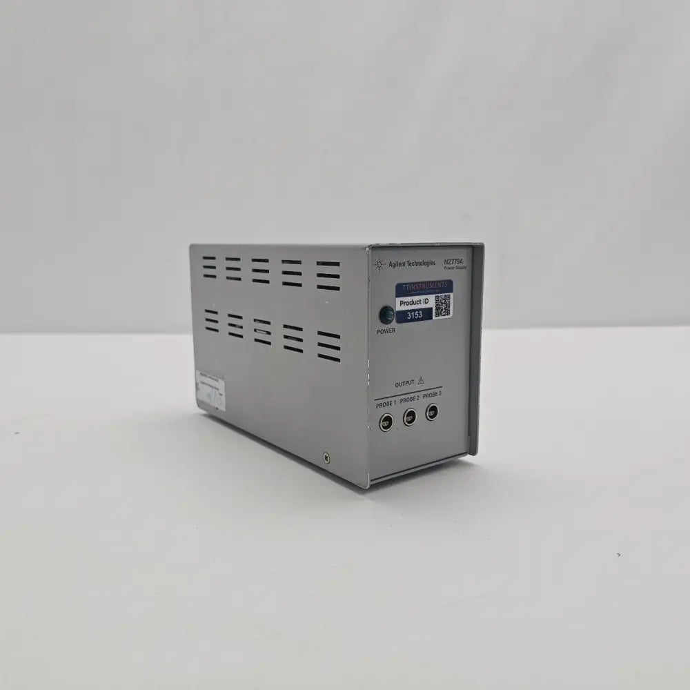 Agilent N2779A Power Supply left-side angled view showing front probe outputs, power LED and ventilation slots