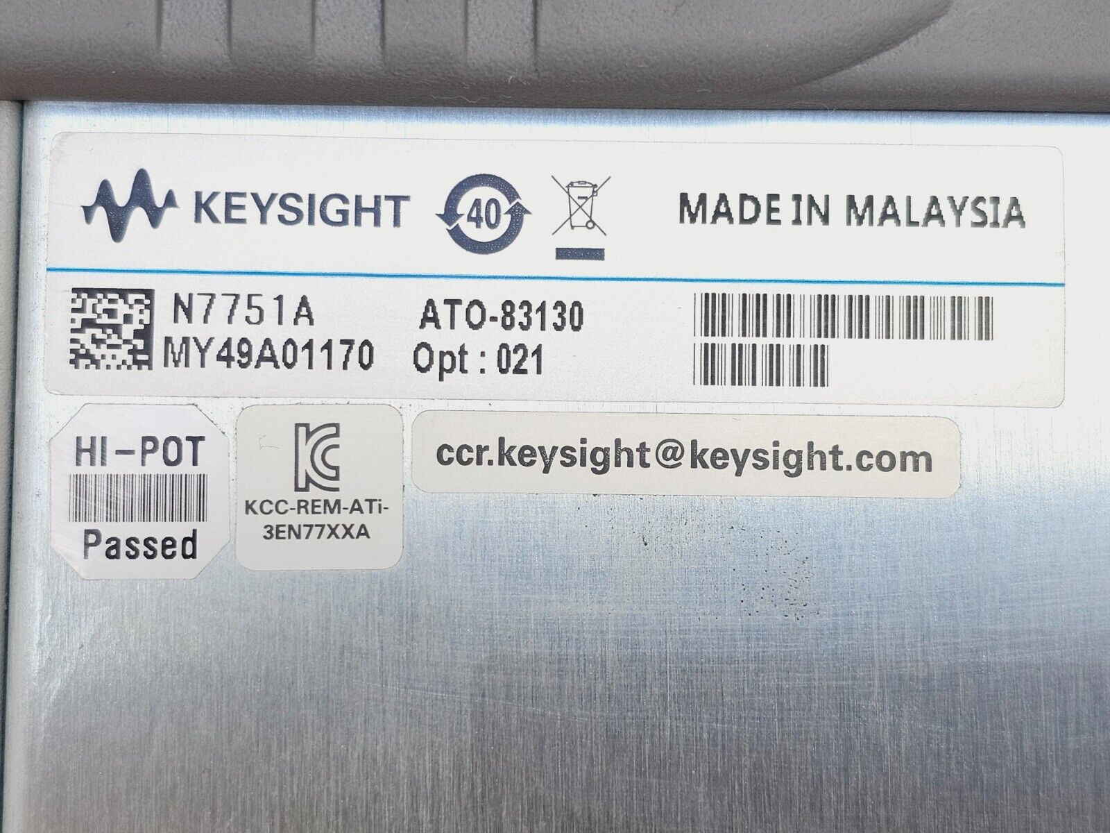 Keysight Agilent N7751A Optical Attenuator & Power Meter Option 021 SMF