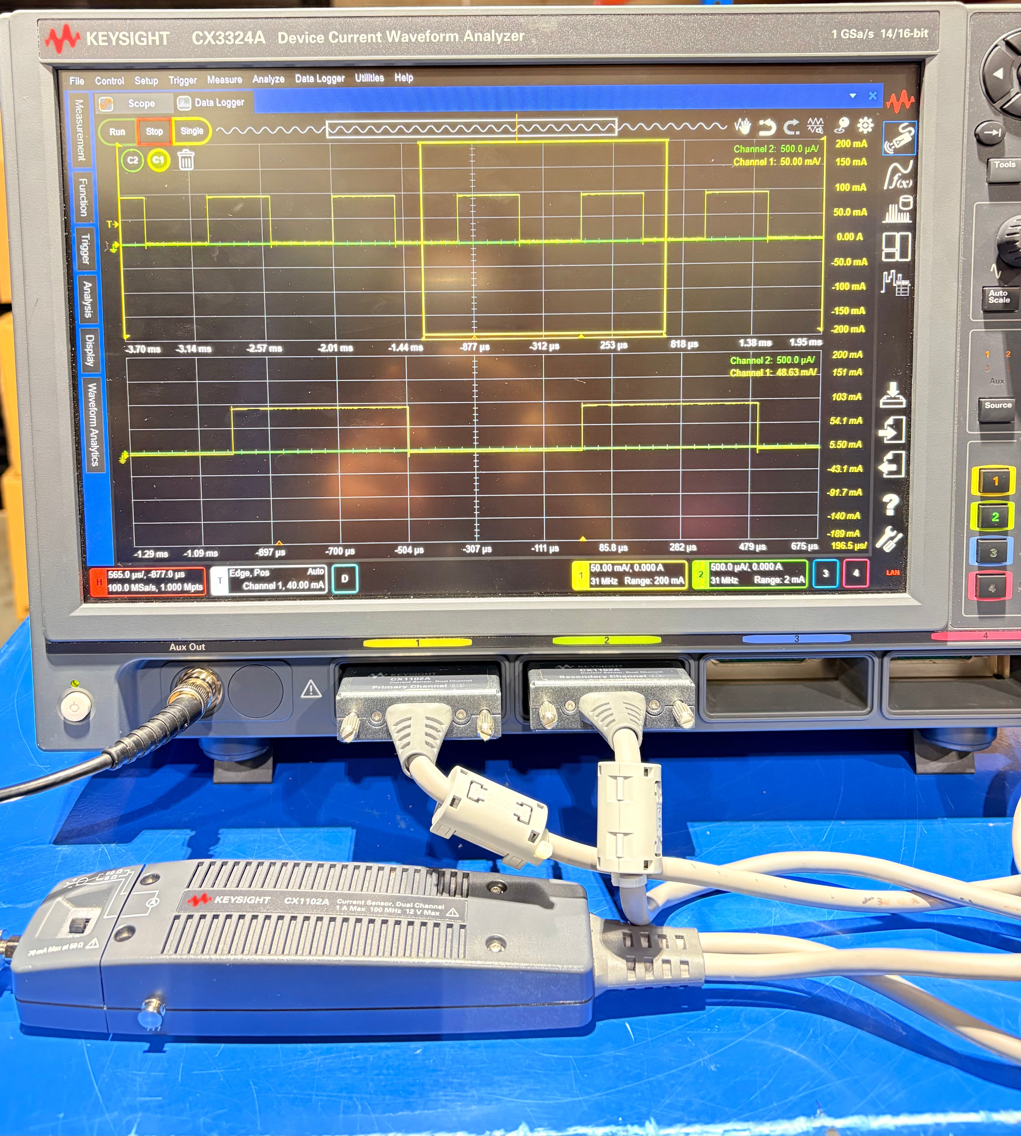 Keysight CX3324A Device Current Waveform Analyzer w/ CX1102A Dual Current Sensor