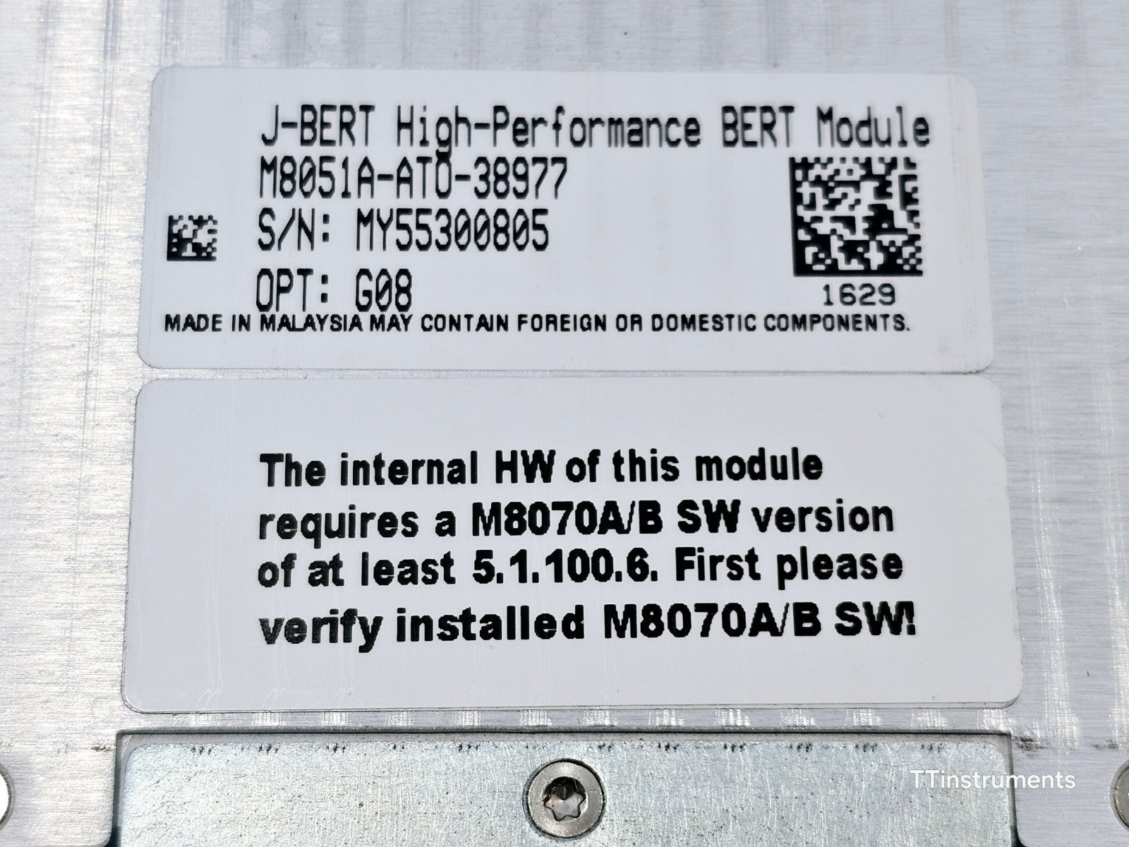 Keysight M8051A-ATO-38977 J-BERT Module 8.5Gb/s Generator-Analyzer Opt: G08