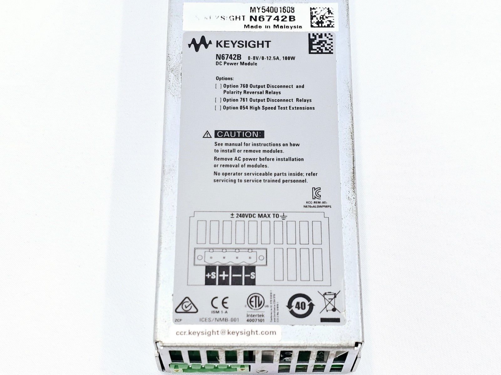 Keysight N6742B 8V/12.5A 100W DC Power Module