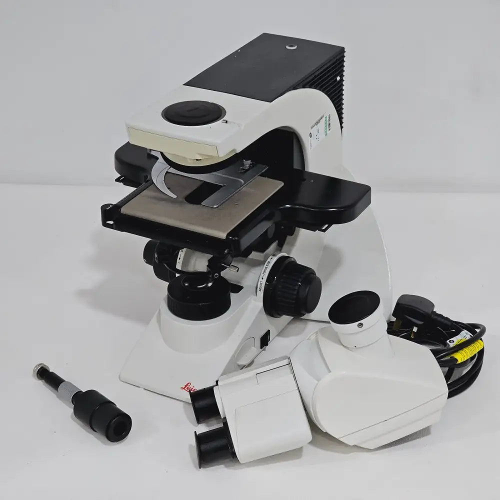 Leica DM2000 LED upright compound microscope full front view showing stand and binocular head