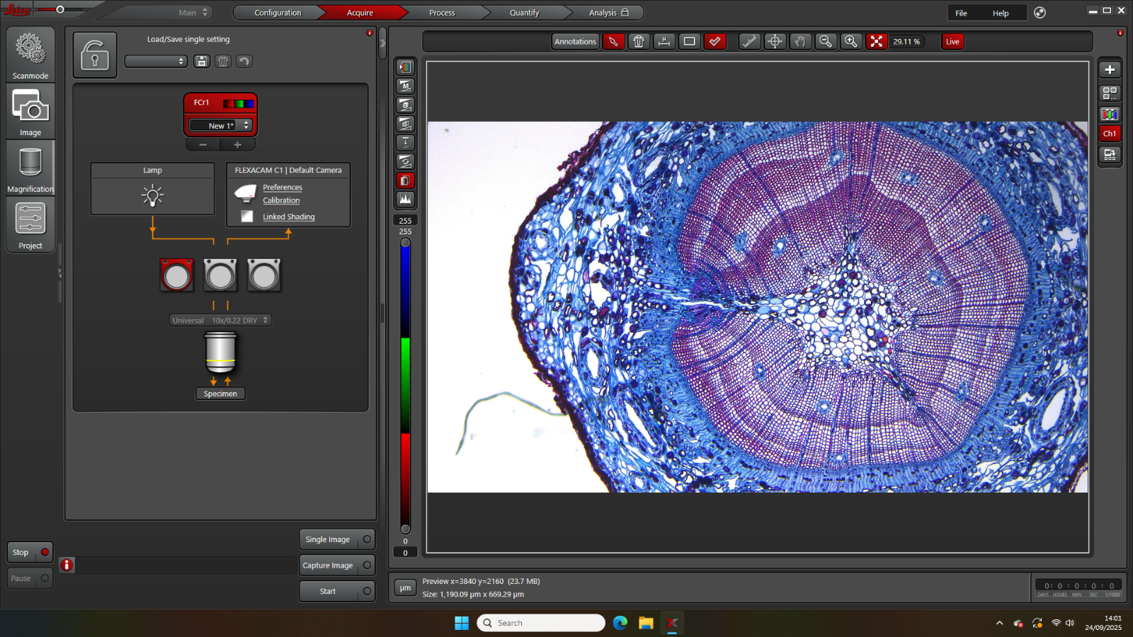 Leica DMi1 Inverted Microscope w/ Flexacam C1 Camera 4x 10x 20x Objectives + PC