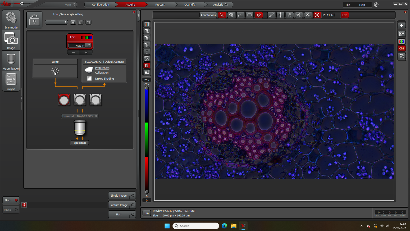 Leica DMi1 Inverted Microscope w/ Flexacam C1 Camera 4x 10x 20x Objectives + PC