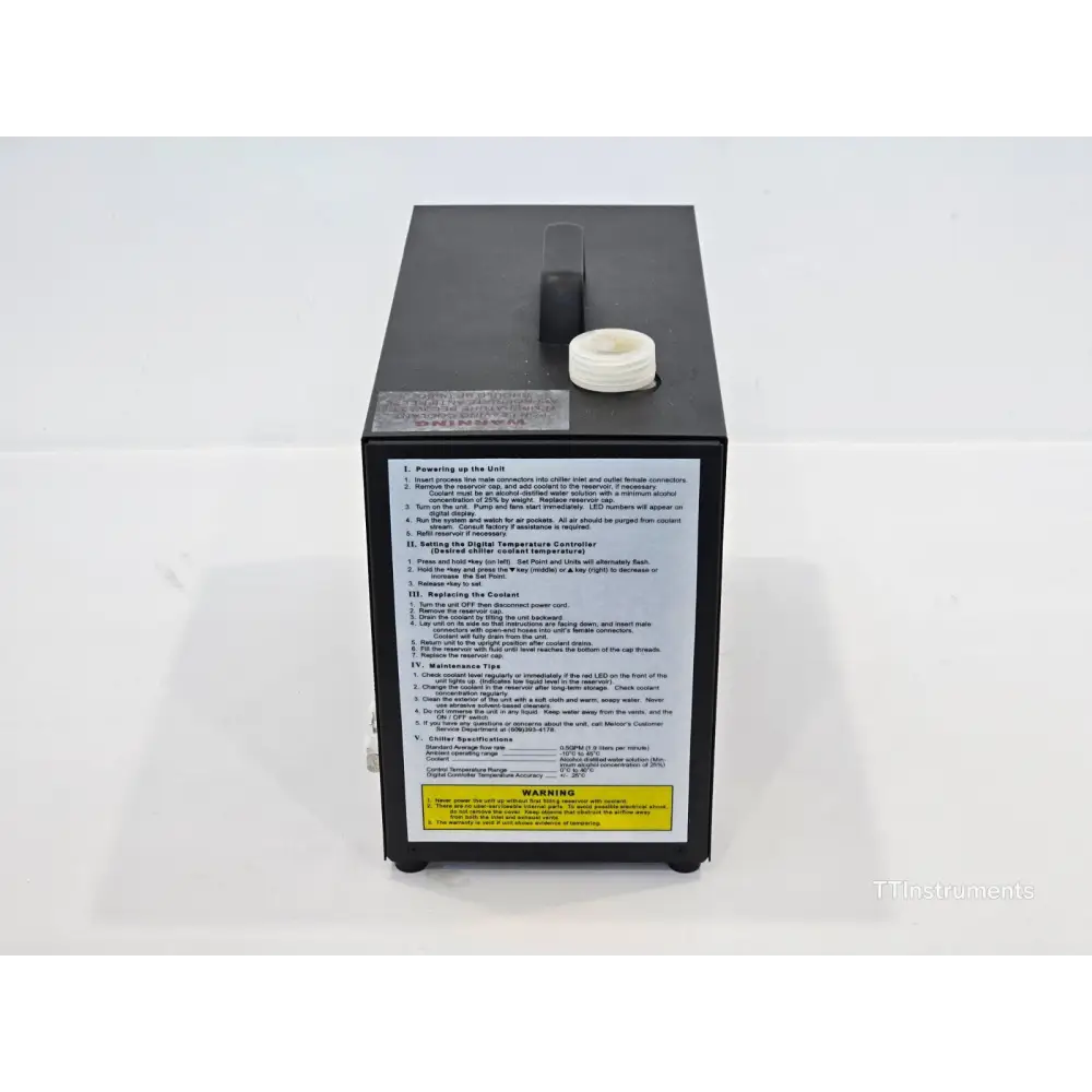 Zetasizer APS2000 chiller coolant reservoir showing alcohol fill level after top-up
