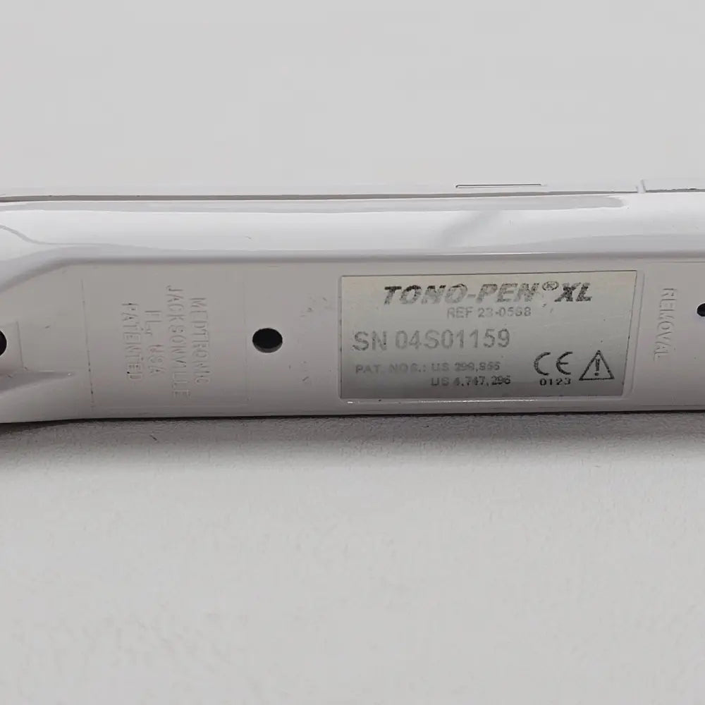 Medtronic Solan TONO-PEN XL handheld tonometer with Ocu-Film tip cover fitted on probe