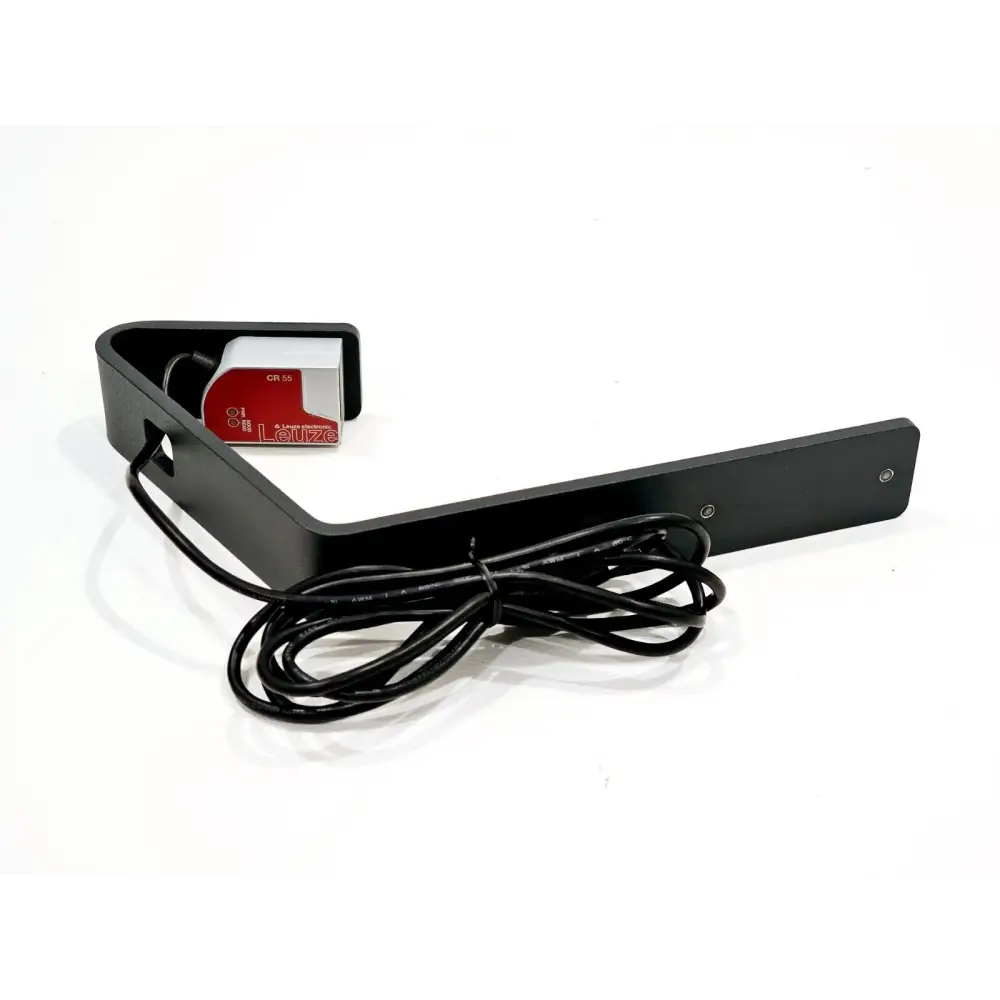 Micronic DR505 Side Barcode Reader MP35240 with Leuze CR55 scanner module on L-shaped mounting arm with cable