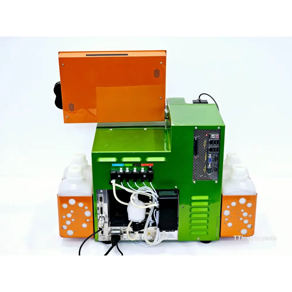 Miltenyi MACSQuant Analyzer 10 rear panel showing USB, DisplayPort, VGA and LAN ports