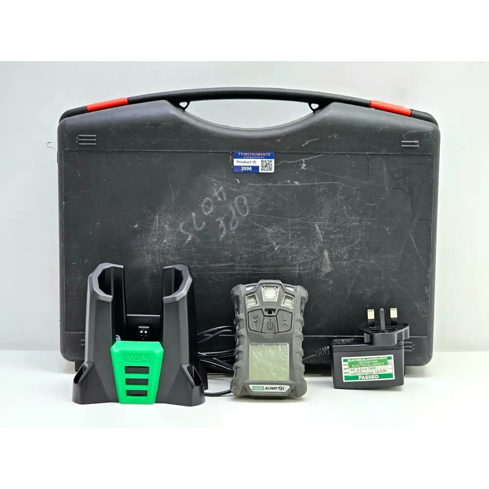 MSA ALTAIR 4X portable gas detector showing ribbed rubber housing and stainless steel belt clip