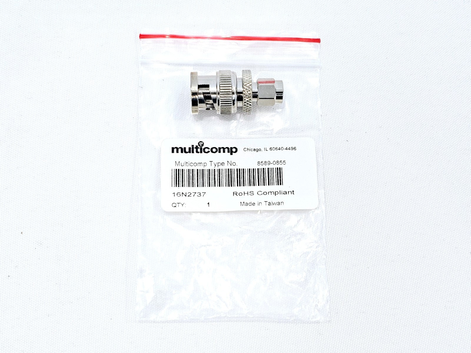 MULTICOMP 8589-0855 RF / Coaxial Adapter, SMA, Plug, BNC, Plug, Straight Adapter
