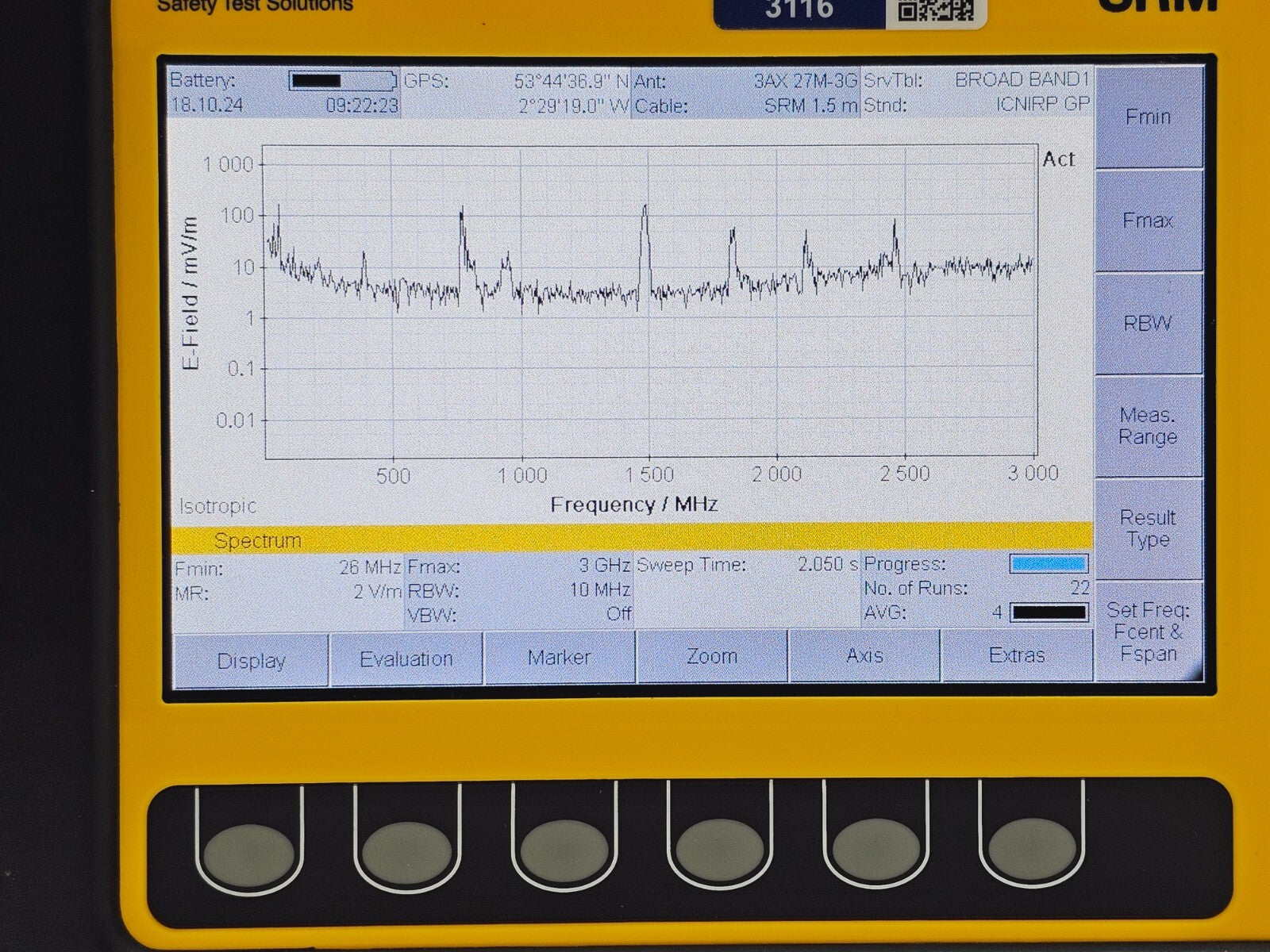 Narda SRM-3006 Selective Radiation Meter 3006/01 + 3501/03 Probe 27MHz - 3GHz .
