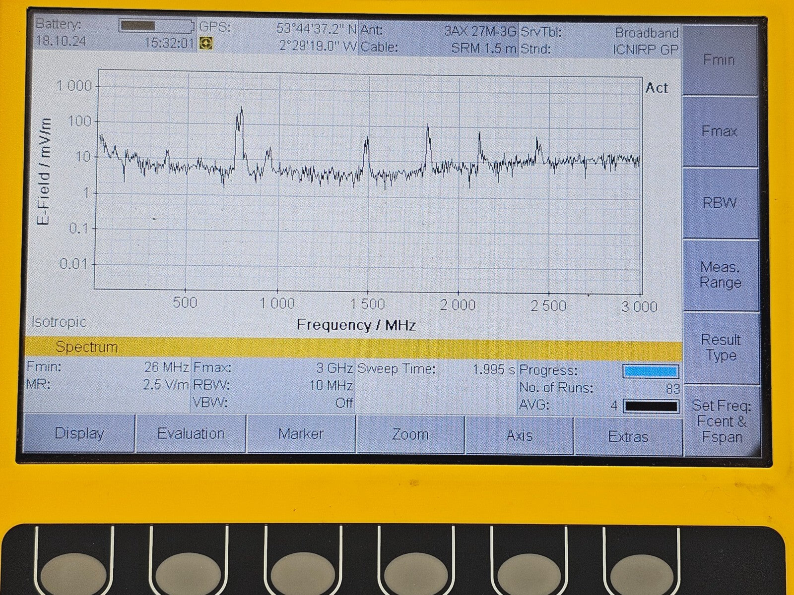 Narda SRM-3006 Selective Radiation Meter 3006/01 + 3501/03 Probe 27 MHz - 3 GHz