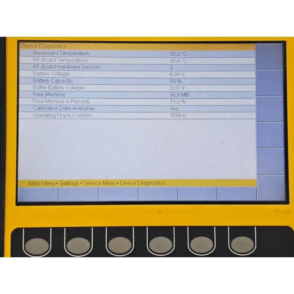 Narda SRM-3006 Selective Radiation Meter displaying Spectrum Analysis mode on screen
