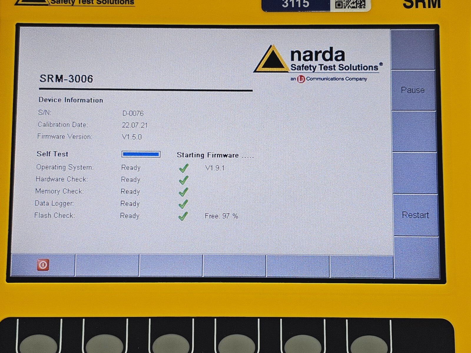 Narda SRM-3006 Selective Radiation Meter 3006/01 + 3501/03 Probe 27MHz - 3GHz