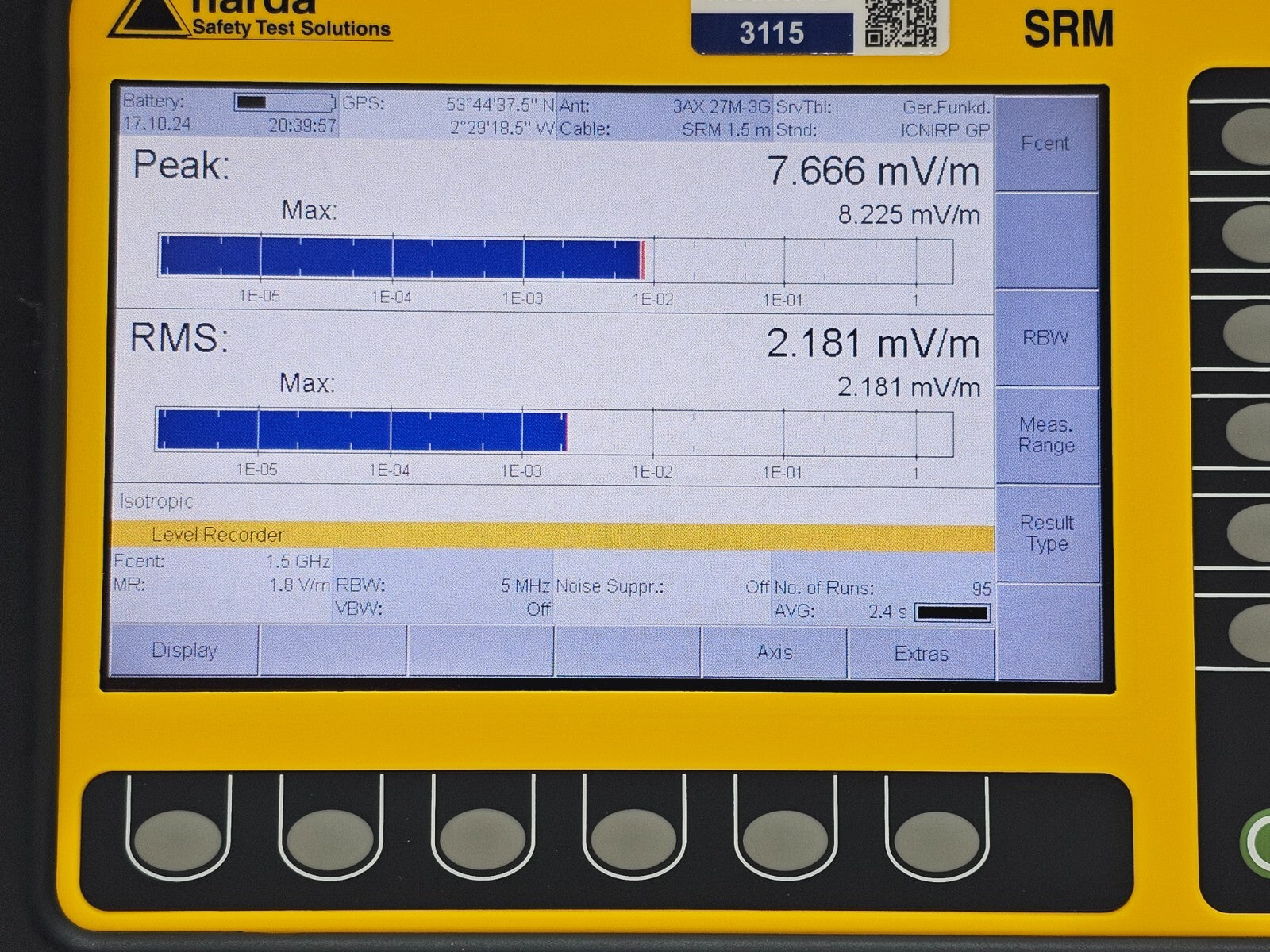 Narda SRM-3006 Selective Radiation Meter 3006/01 + 3501/03 Probe 27MHz - 3GHz
