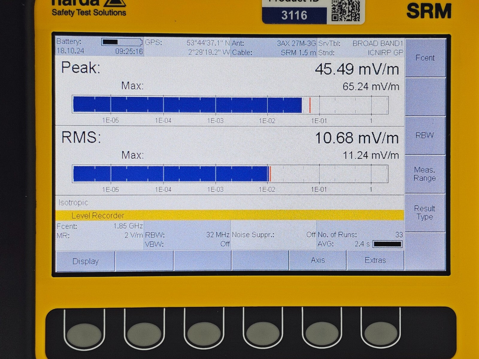 Narda SRM-3006 Selective Radiation Meter 3006/01 + 3501/03 Probe 27MHz - 3GHz .