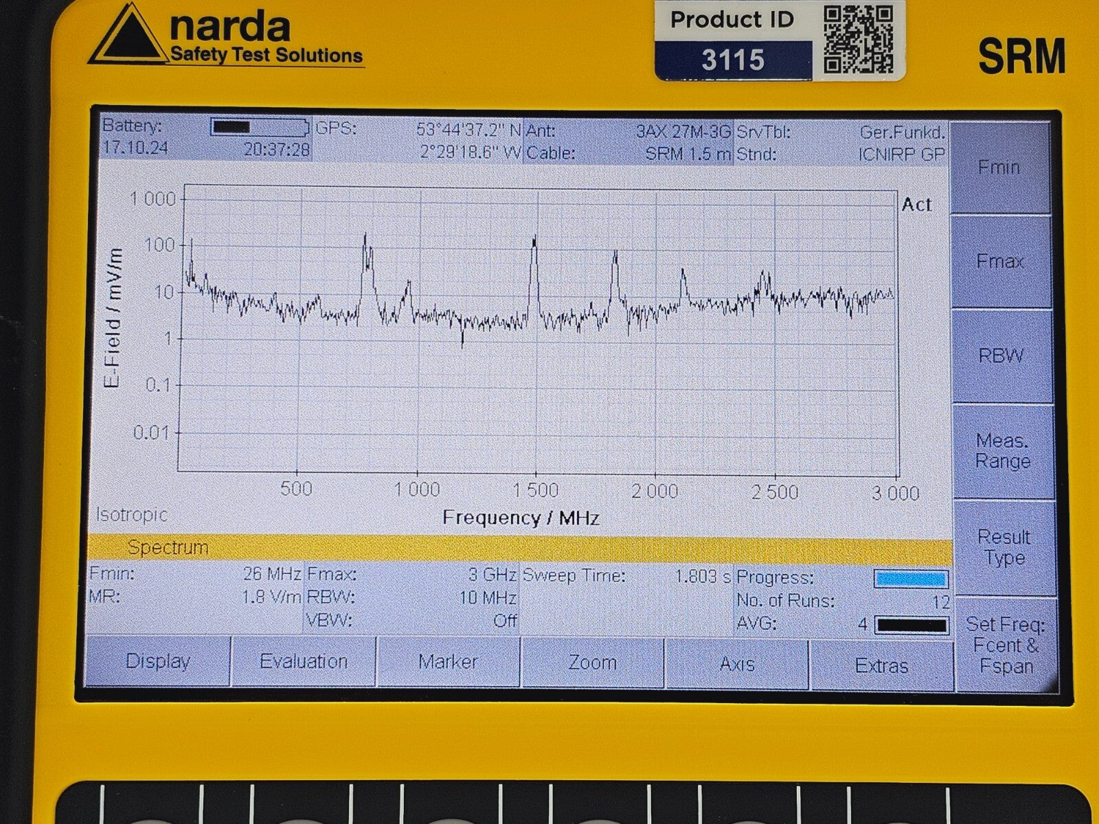 Narda SRM-3006 Selective Radiation Meter 3006/01 + 3501/03 Probe 27MHz - 3GHz