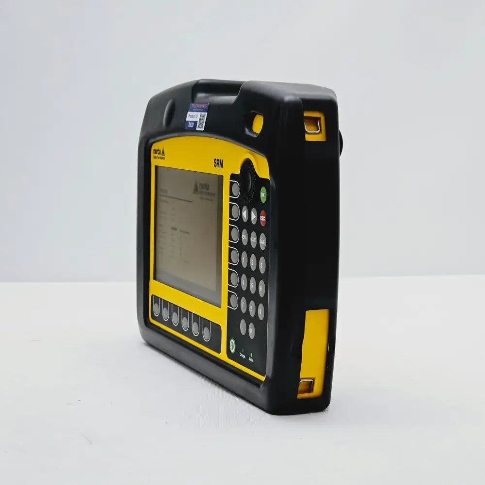 Narda SRM-3006 platform unit rear view showing label with serial number and model details