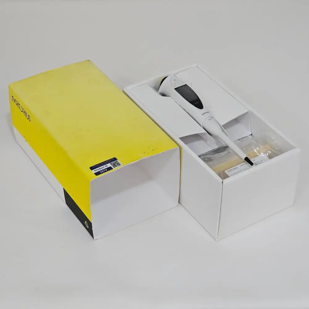 Sartorius Picus NXT electronic pipette showing OLED display and softkey controls