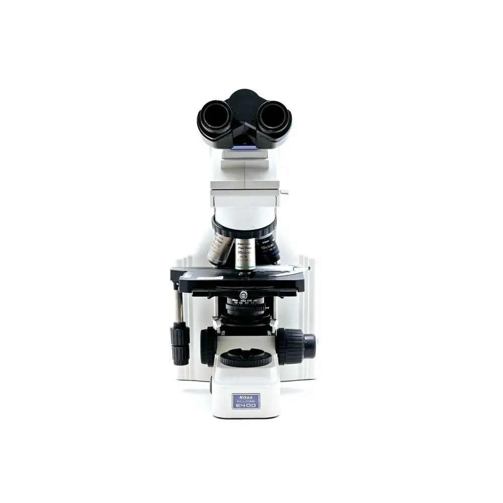 Nikon Eclipse E400 quintuple revolving nosepiece with five CFI objectives fitted