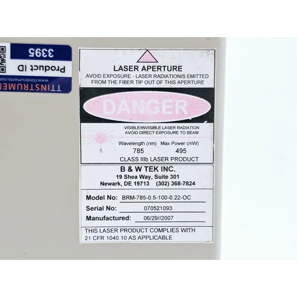 Ocean Optics BRM-785-0.5-100-0.22-OC laser module shown powered on during test