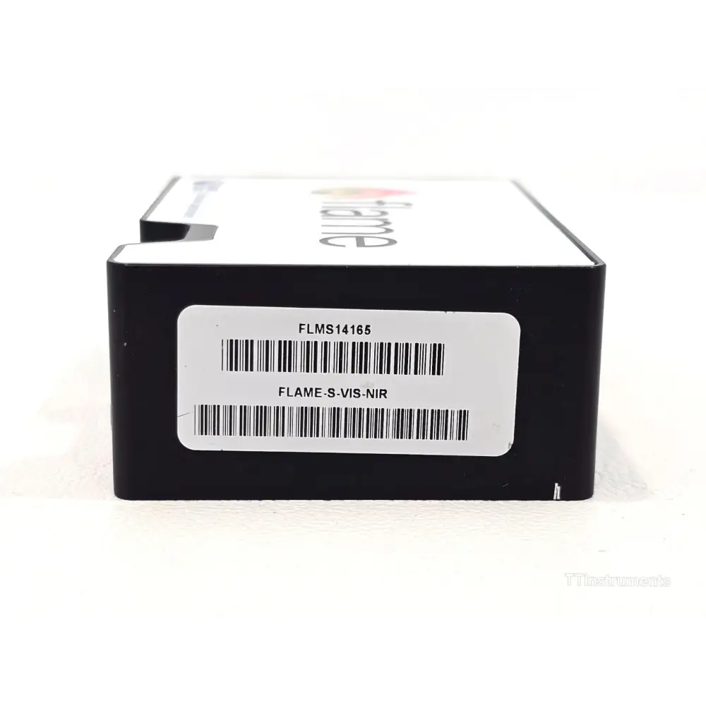 Ocean Optics Flame-S-VIS-NIR spectrometer bottom label showing model number and serial number