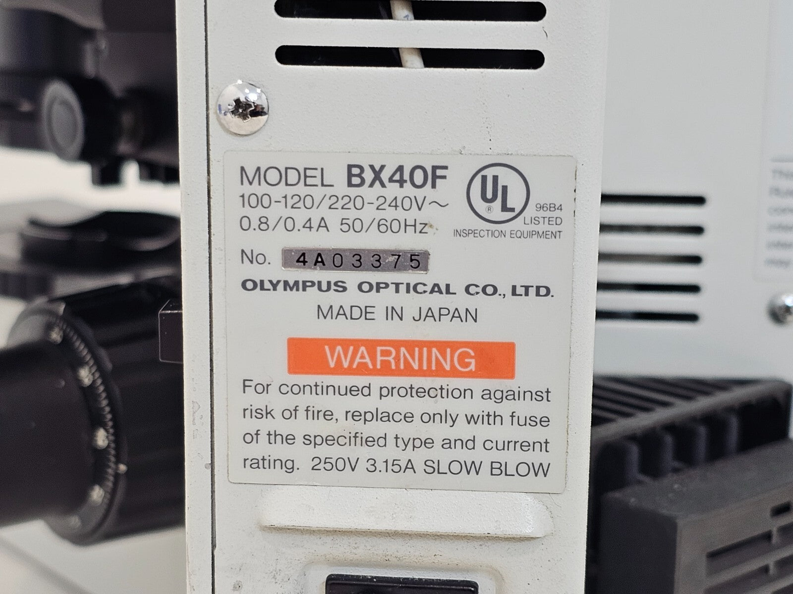 Olympus BX40F Microscope BX40 + 4X Plan Objectives 40X/0.65 40X/0.40 10X/0.25 4x