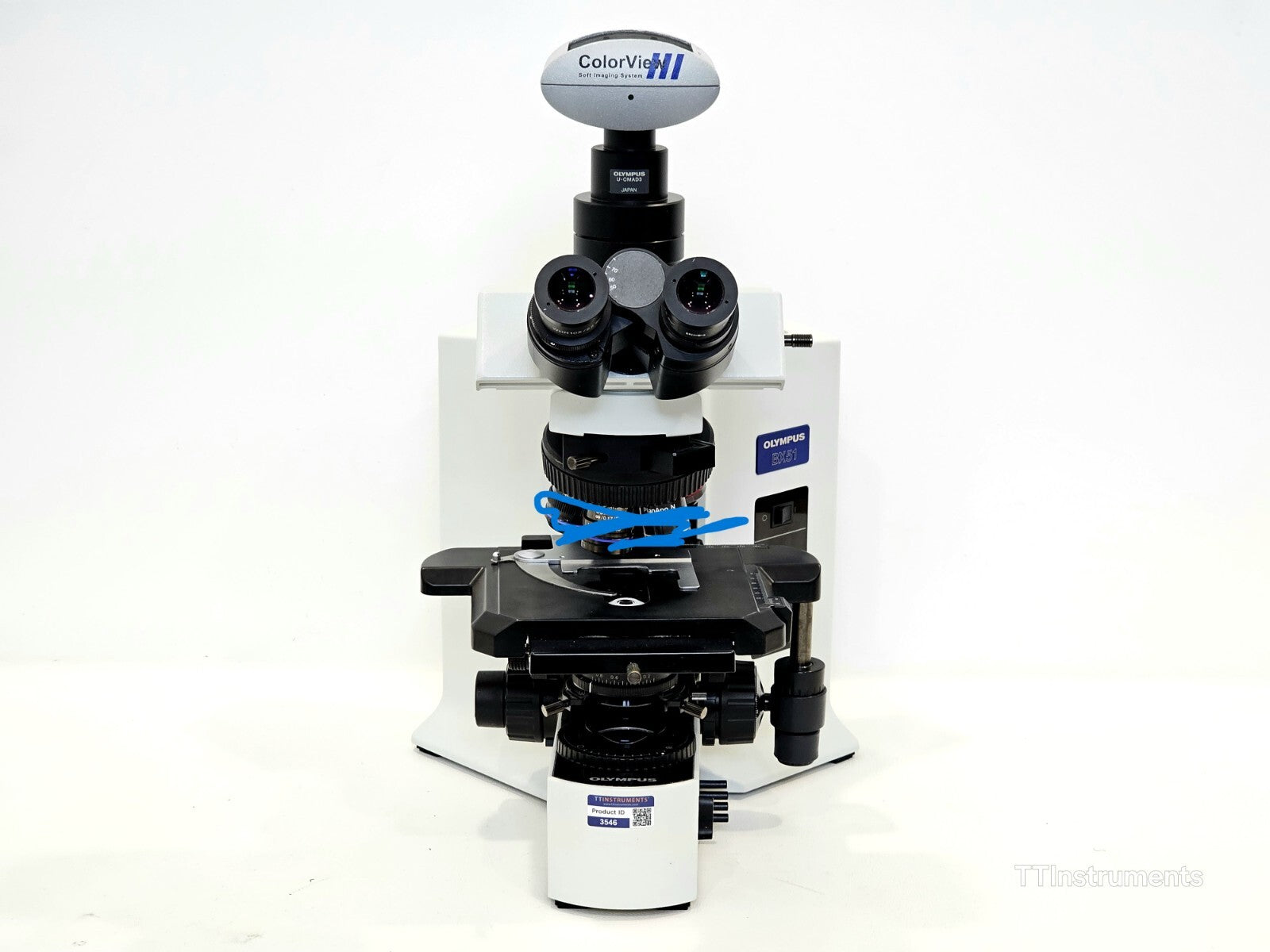 Olympus BX51TF Microscope BX51 with WHN10X/22 Eyepieces & ColorView Camera