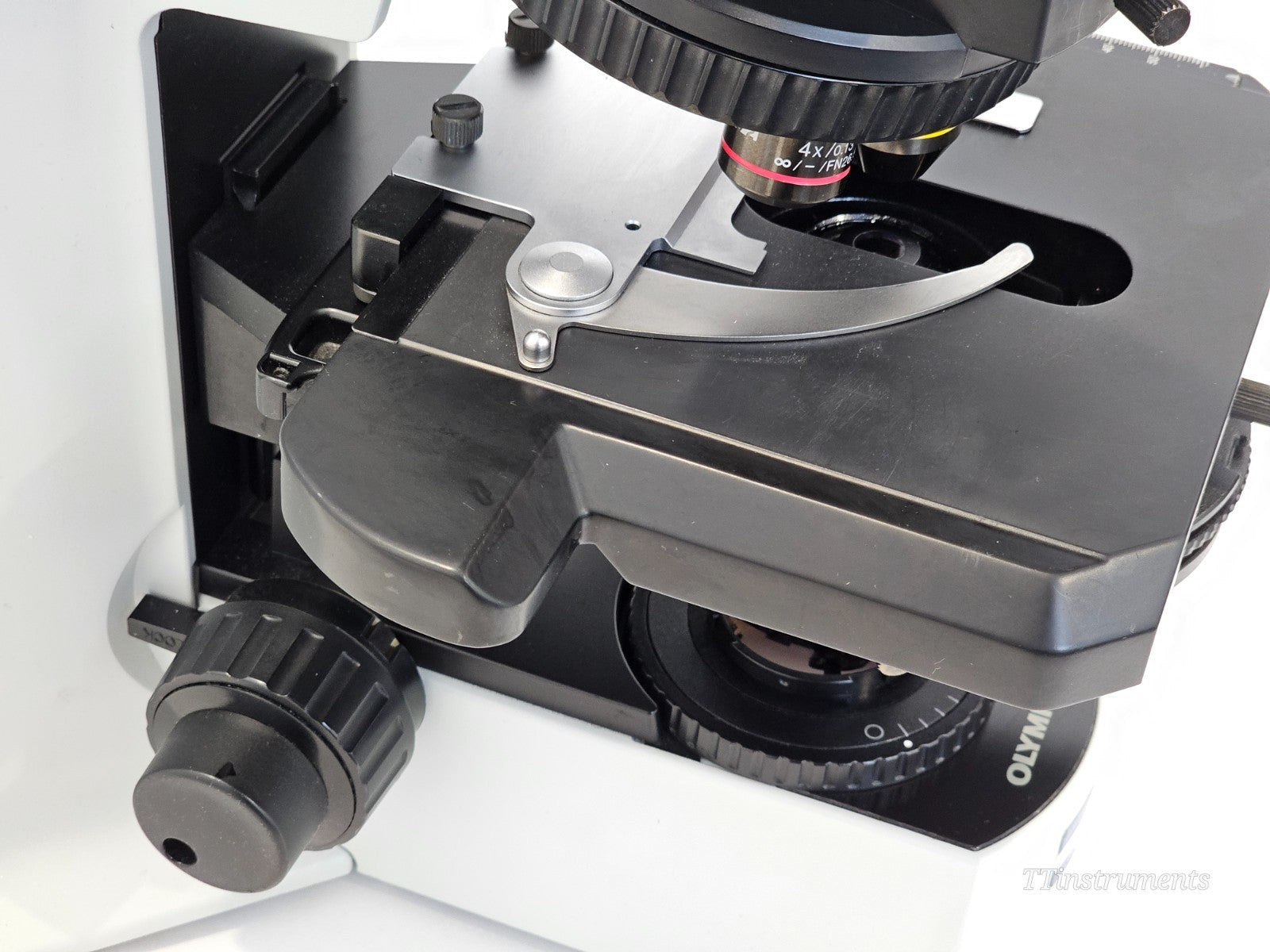 Olympus BX51TF complete system showing microscope stand, fluorescence lamphouse, and power assembly together