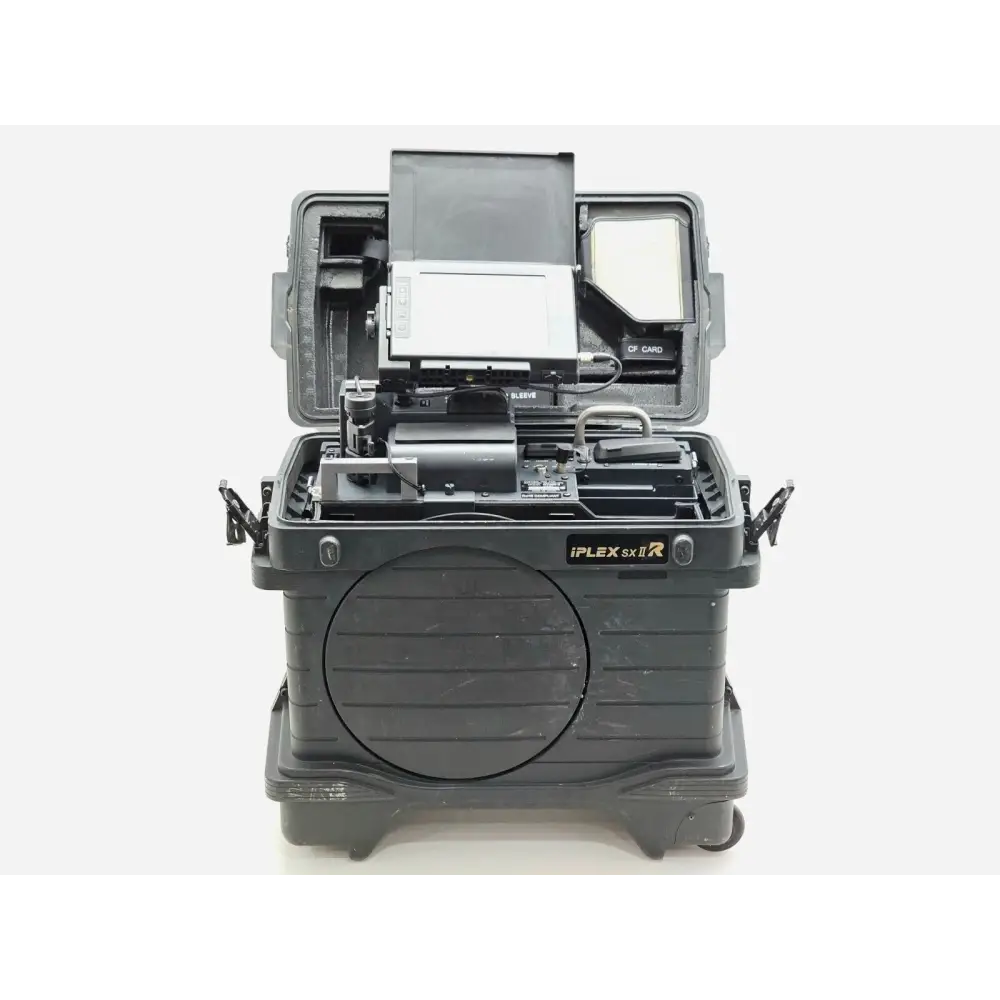 Olympus iPLEX SX II R IV7000-2 borescope control unit in open ruggedised rolling carry case, front view