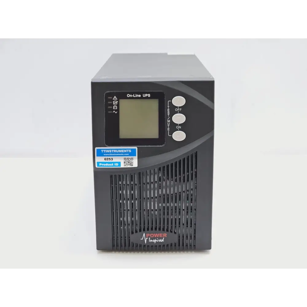 Power Inspired VFI1000T 1kVA online double conversion tower UPS — front panel view showing LCD display and controls