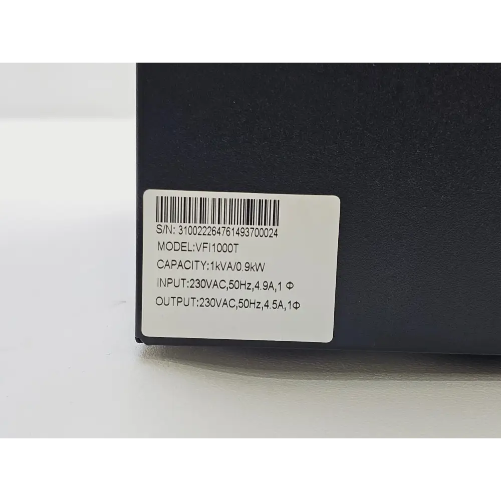 Power Inspired VFI1000T UPS LCD panel close-up displaying load level and battery status information