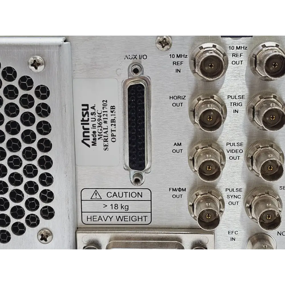 Anritsu MG3694C option label showing Option 15B High Power Output designation