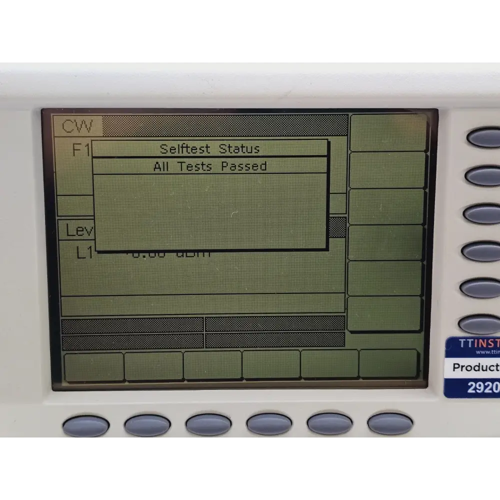 Anritsu MG3694C signal generator graphical display showing frequency and power level settings