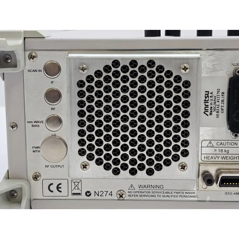 Anritsu MG3694C three-quarter rear view showing all rear panel interfaces