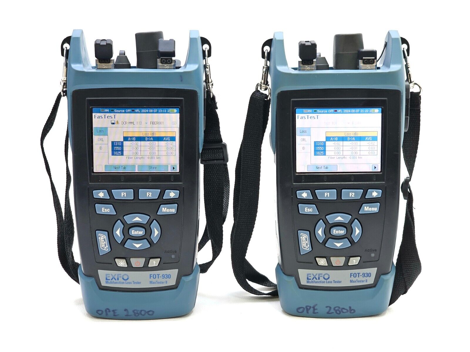 EXFO FOT-930 MaxTester II rear view showing battery compartment and label