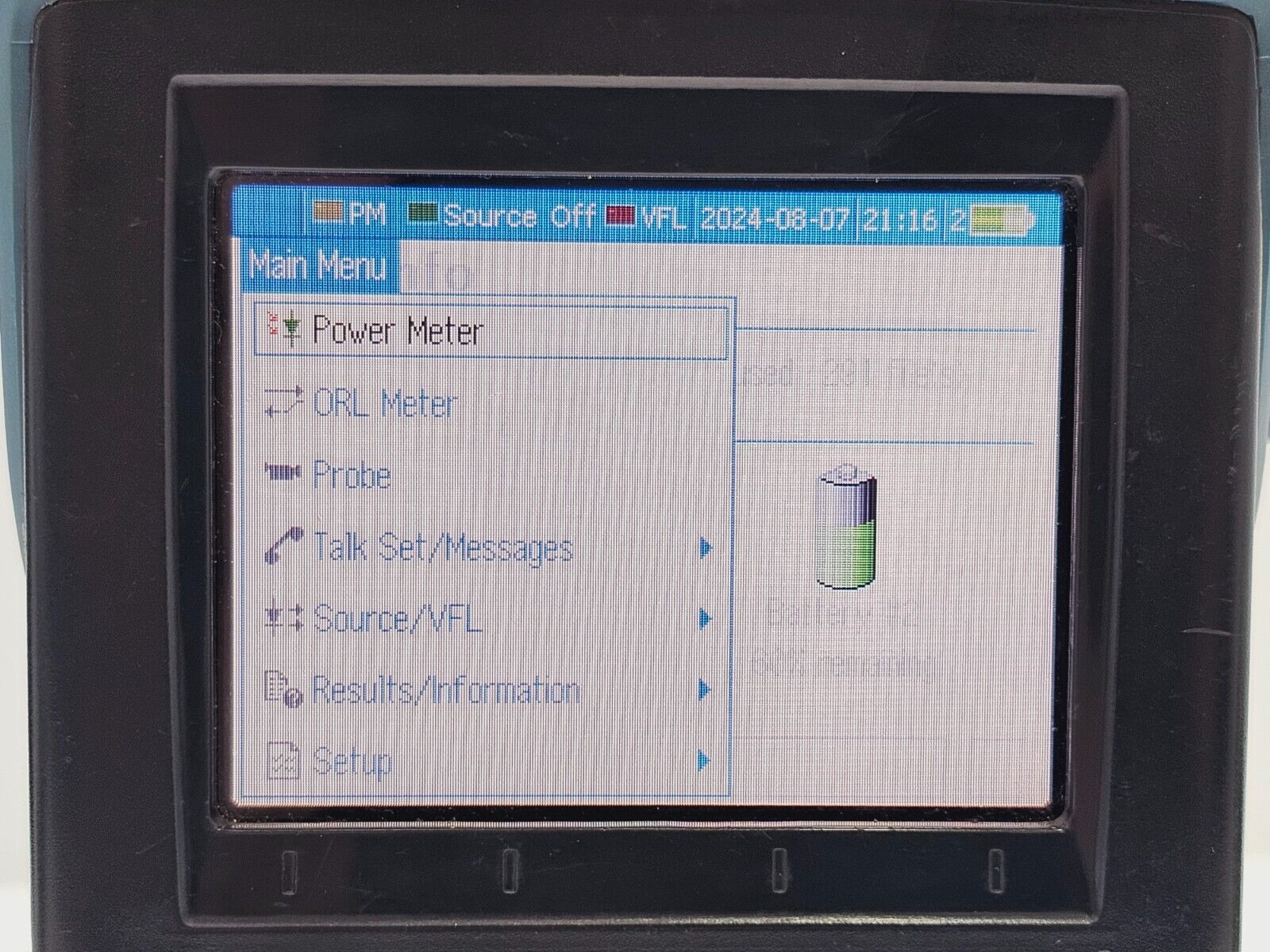 Both EXFO FOT-930 MaxTester II FOT-932-4 units powered on for bidirectional testing setup
