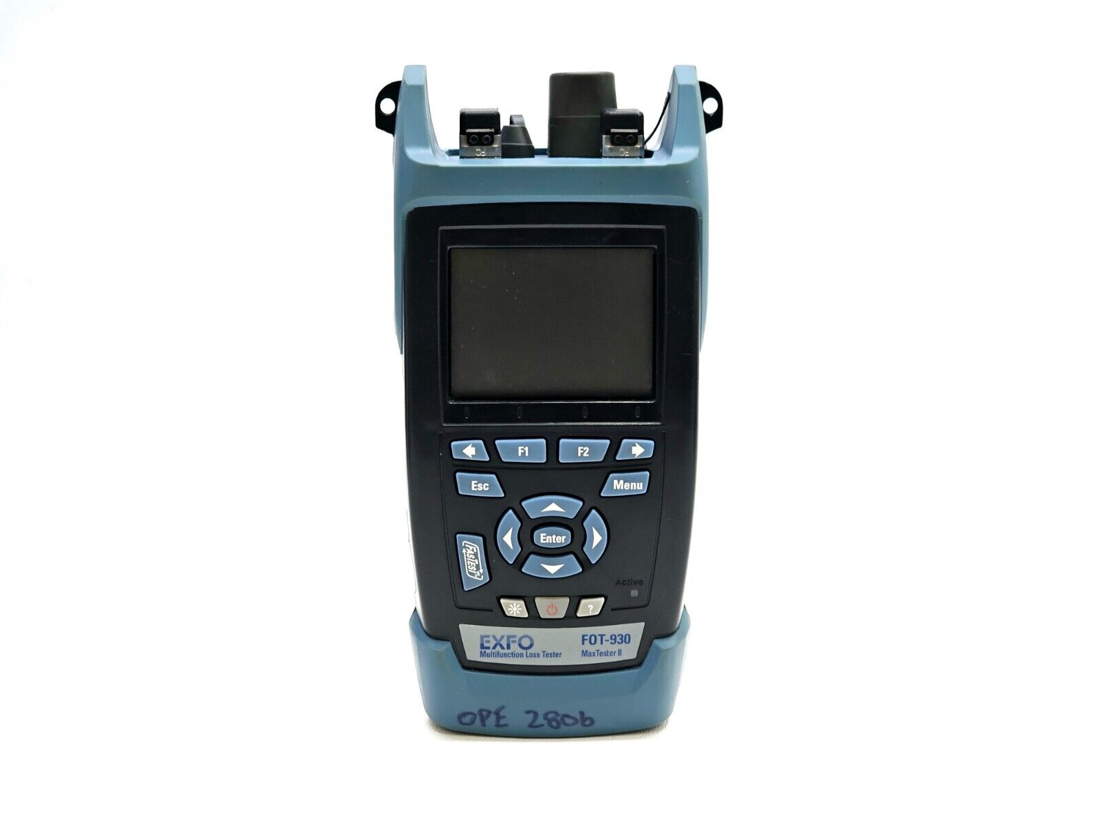 Pair of EXFO FOT-930 MaxTester II FOT-932-4 units side by side on white background