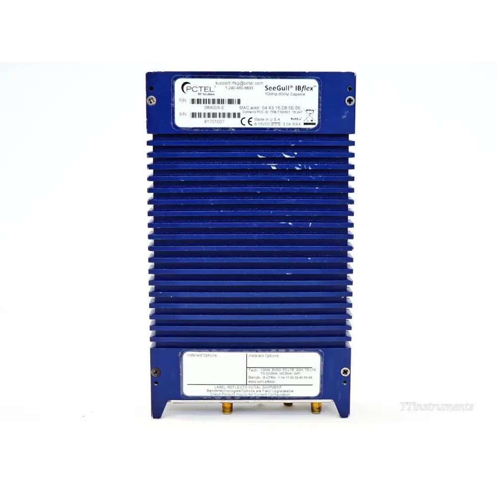 PCTEL SeeGull IBflex 08900S-E scanner with battery pack attached showing portable walk-test configuration