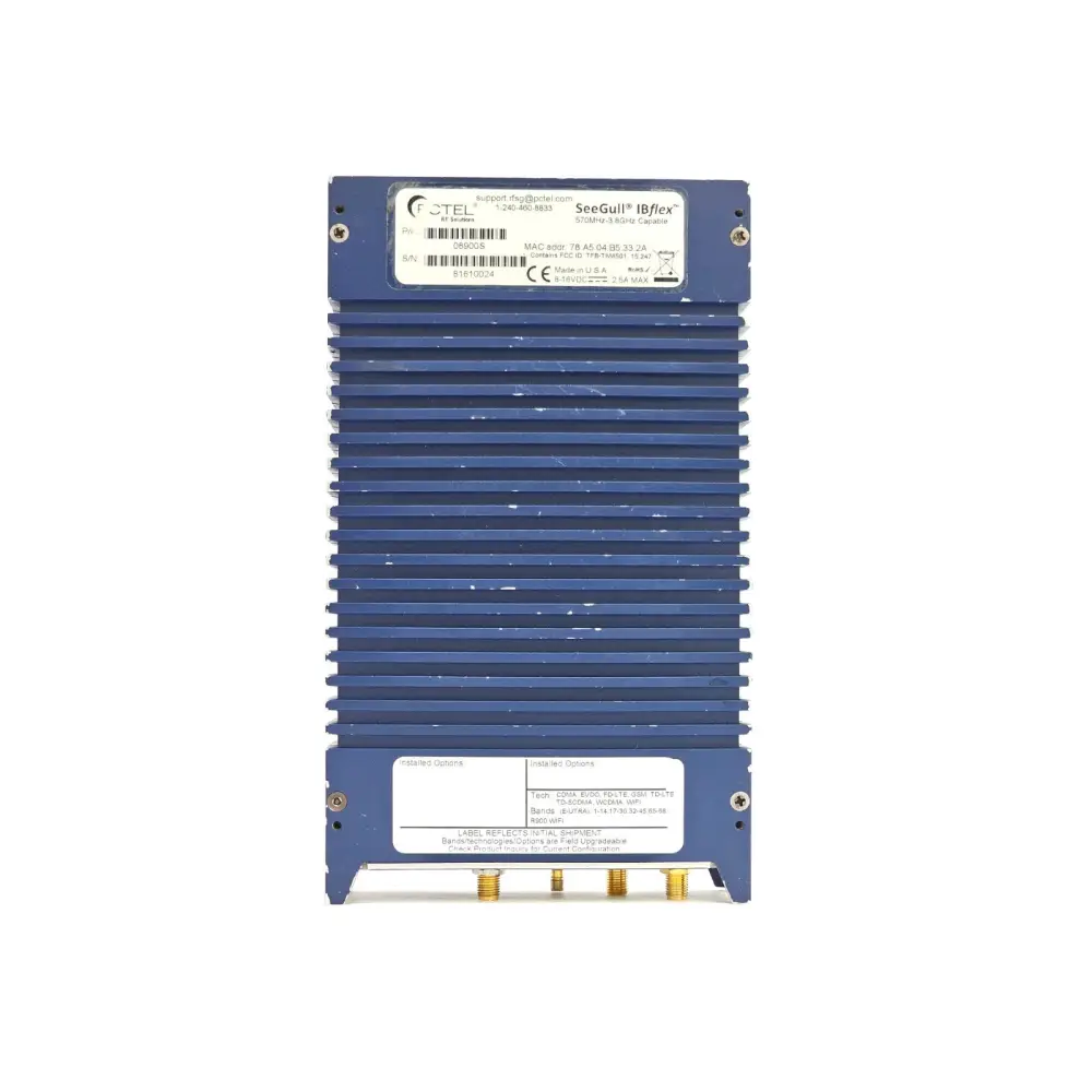 PCTEL SeeGull IBflex scanning receiver software screen showing installed options and licence list