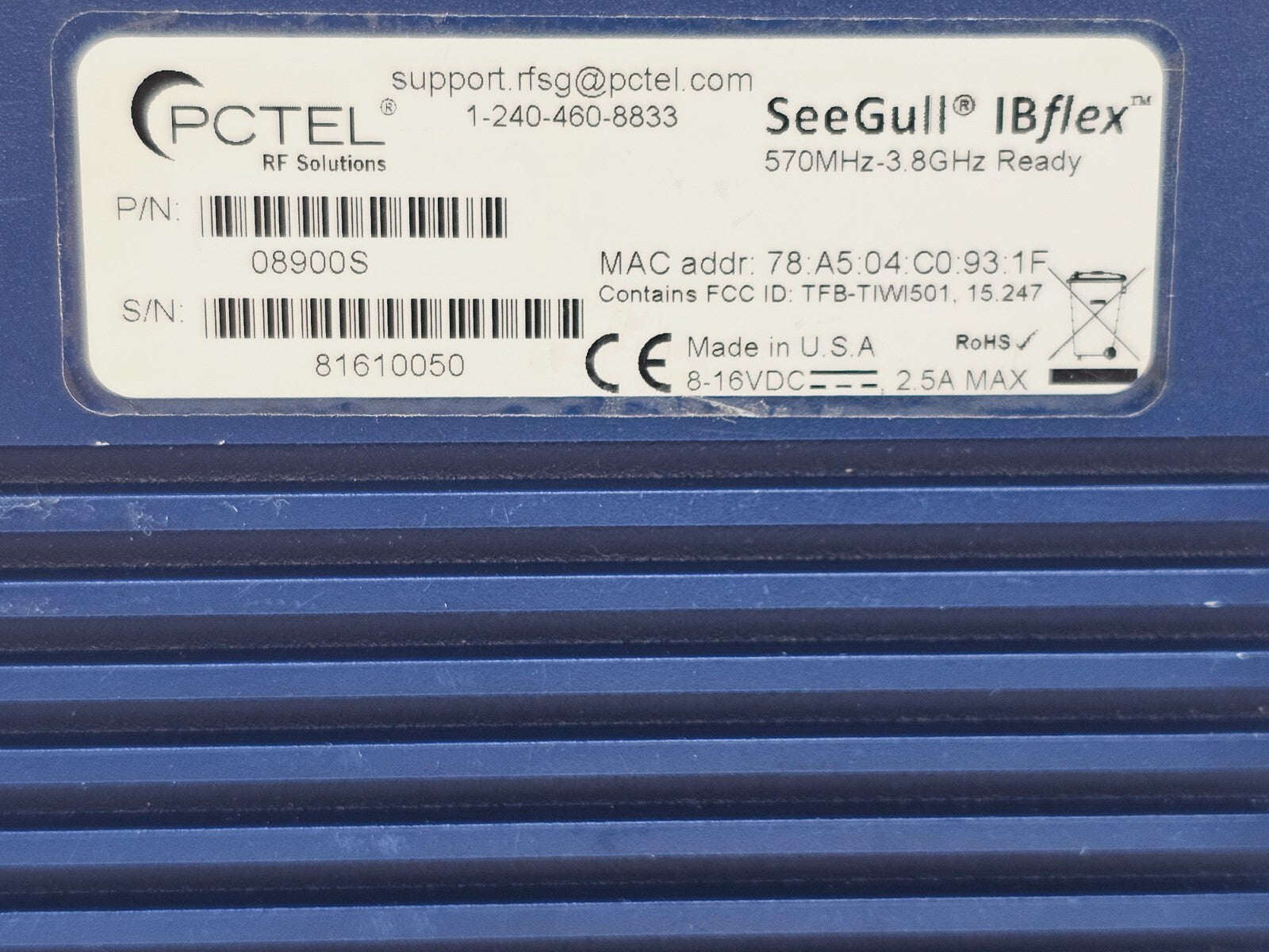 PCTEL SeeGull IBflex 570 MHz - 3.8 GHz Scanning Receiver 08900S 91 Licences 4G