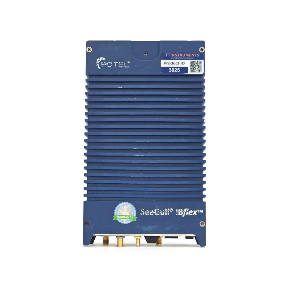 PCTEL IBflex 08900 unit shown with included USB data cable and power adapter accessories