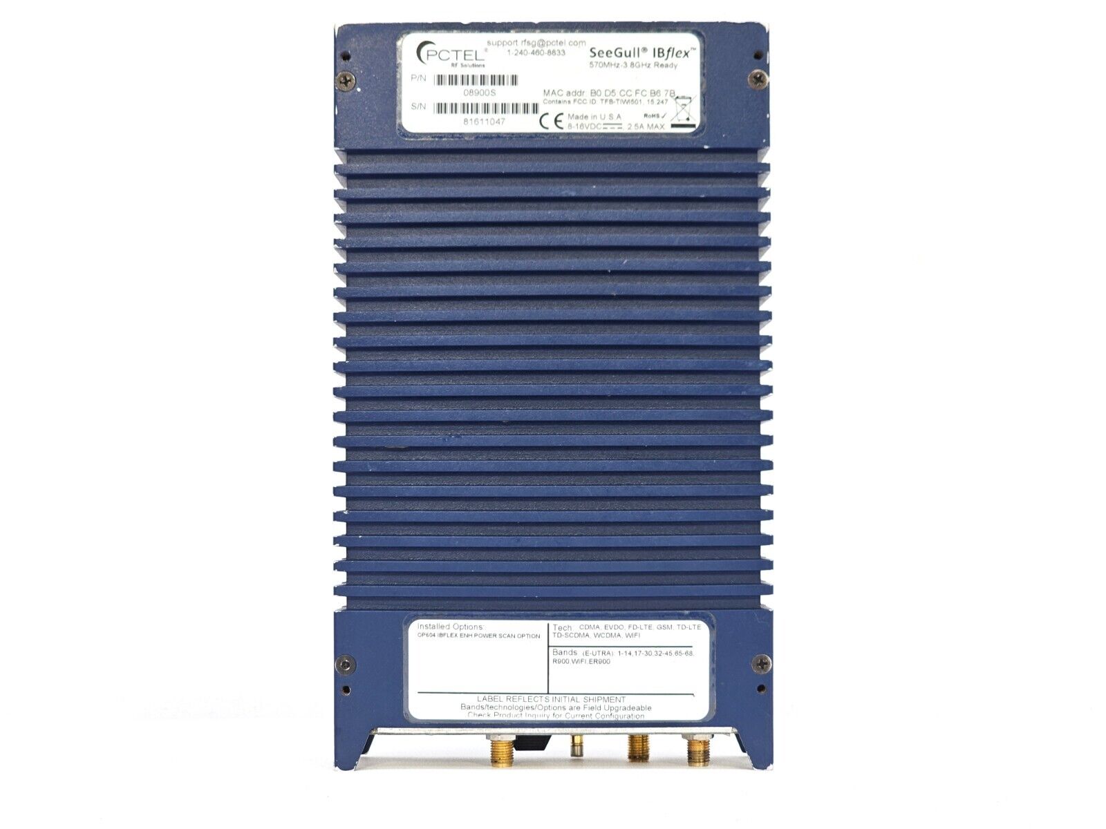 PCTEL SeeGull IBflex 570MHz-3.8GHz Scanning Receiver 08900S ENH Power Scan Optio