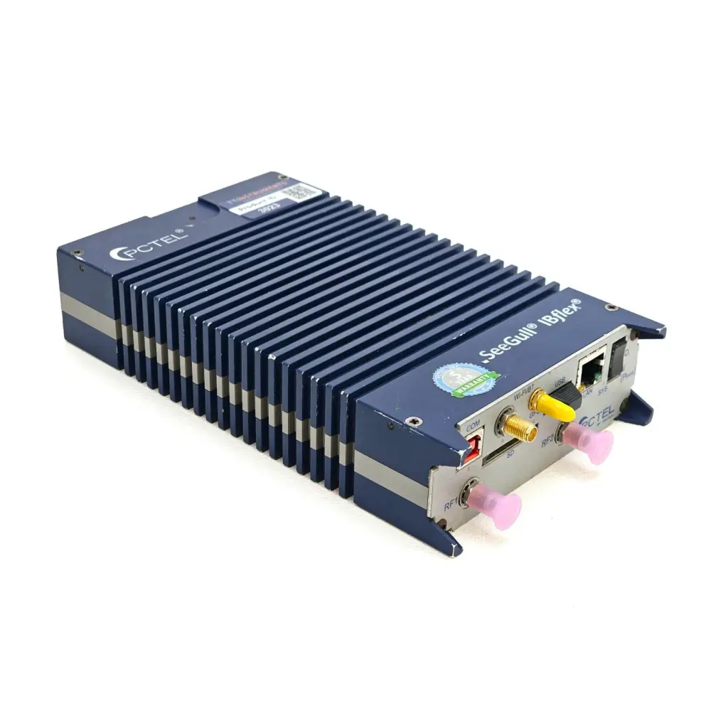 PCTEL SeeGull IBflex 08900S three-quarter rear angle view showing SeeGull IBflex branding, warranty badge, and connectors