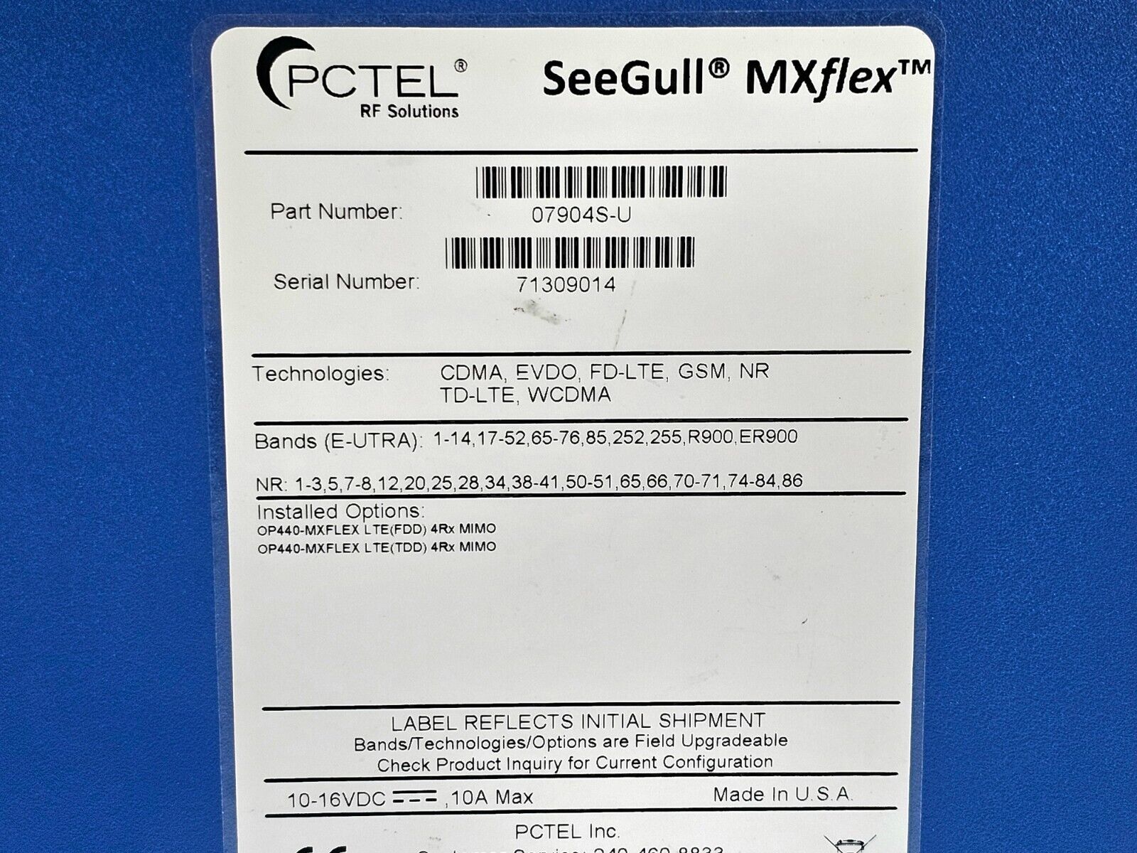 PCTel SeeGull MXflex 30-6000 MHz Scanning Receiver 07904S-U LOADED with Options