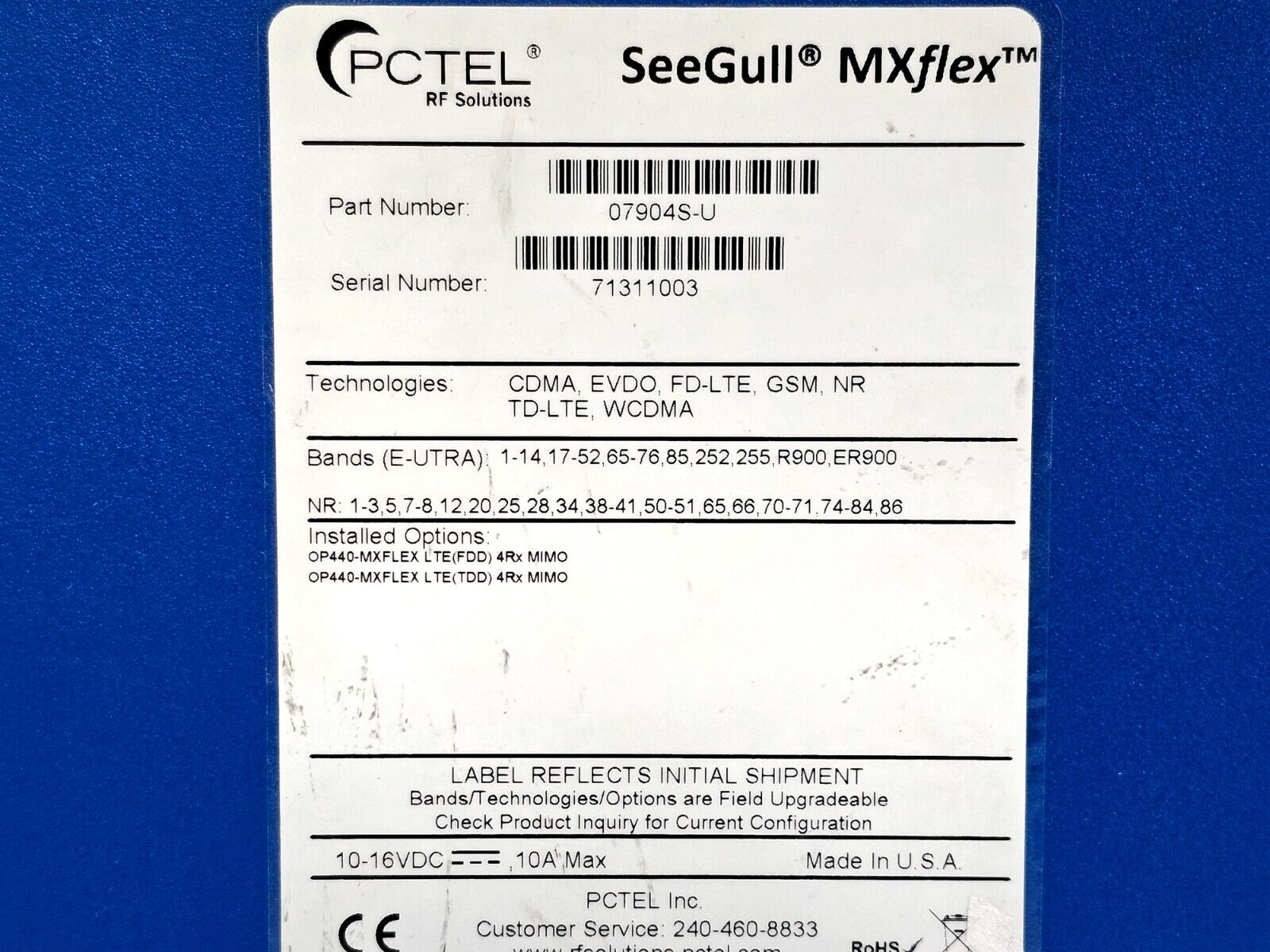 PCTel SeeGull MXflex Scanning Receiver 07904S-U 5G NR New Radio 4G LTE 4Rx MIMO