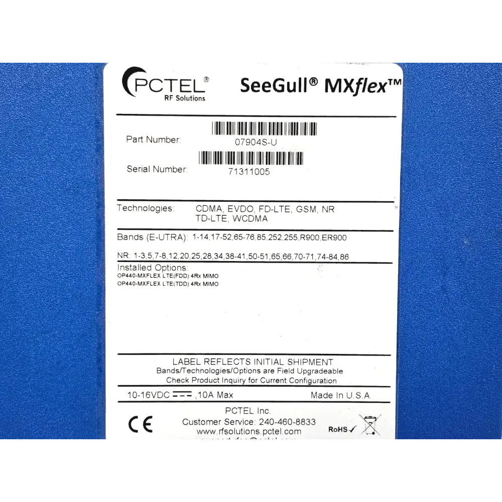 PCTEL SeeGull MXflex scanning receiver rear panel with USB and connector detail